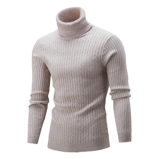 Men's sweater autumn and winter new European and American high collar foreign trade solid color twist bottoming shirt