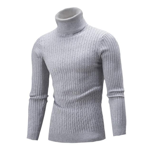 Men's sweater autumn and winter new European and American high collar foreign trade solid color twist bottoming shirt