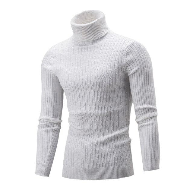 Men's sweater autumn and winter new European and American high collar foreign trade solid color twist bottoming shirt