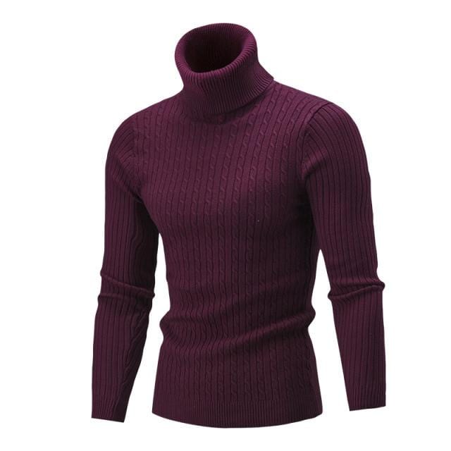 Men's sweater autumn and winter new European and American high collar foreign trade solid color twist bottoming shirt
