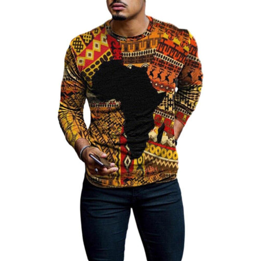 Spring and Autumn African Men Long Sleeve Printing Dashiki Shirts African Clothes Men