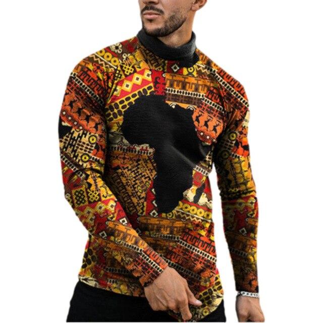 Spring and Autumn African Men Long Sleeve Printing Dashiki Shirts African Clothes Men