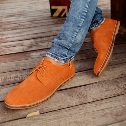 Plus Size Men Casual Leather Shoes  Trend Suede Shoes Winter Plus Velvet Leather Shoes Lace Up Basic Men Shoes