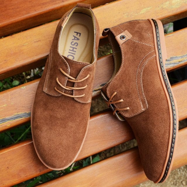 Plus Size Men Casual Leather Shoes  Trend Suede Shoes Winter Plus Velvet Leather Shoes Lace Up Basic Men Shoes