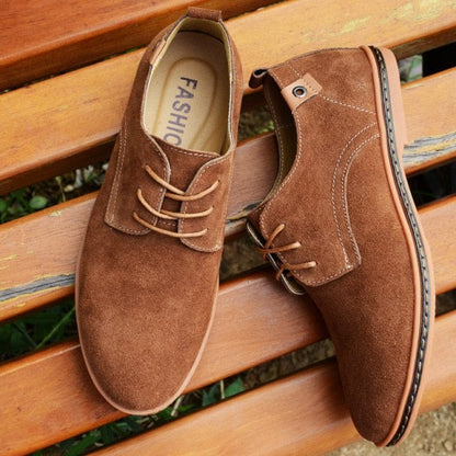 Plus Size Men Casual Leather Shoes  Trend Suede Shoes Winter Plus Velvet Leather Shoes Lace Up Basic Men Shoes