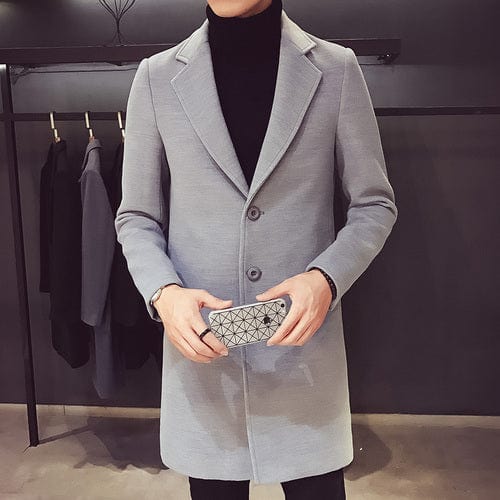 2021 Fashion Men Wool &amp; Blends Mens Casual Business Trench Coat Mens Leisure Overcoat Male Punk Style Blends Dust Coats Jackets