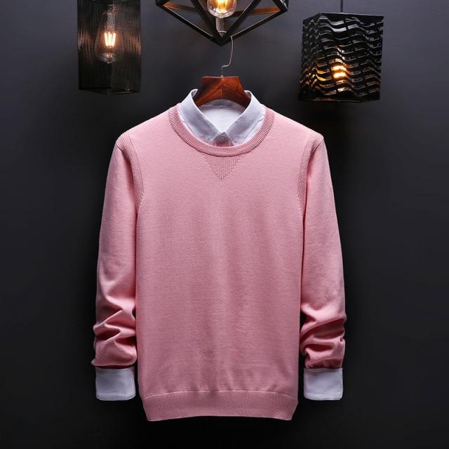 Spring and Autumn Men's Sweater Korean Knitwear Round Neck Sweater Trend Solid Color Jacket Long Sleeve Shirt