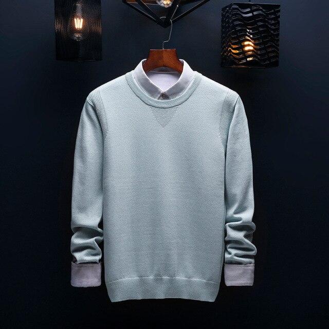 Spring and Autumn Men's Sweater Korean Knitwear Round Neck Sweater Trend Solid Color Jacket Long Sleeve Shirt