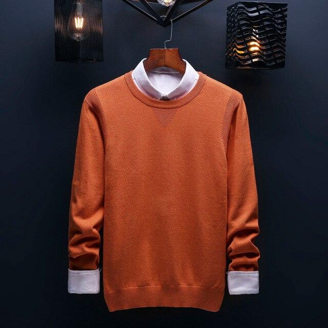 Spring and Autumn Men's Sweater Korean Knitwear Round Neck Sweater Trend Solid Color Jacket Long Sleeve Shirt