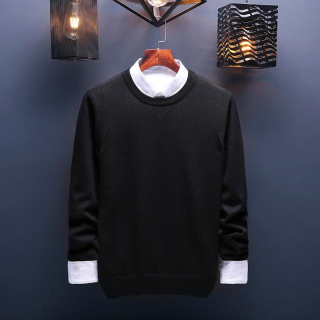 Spring and Autumn Men's Sweater Korean Knitwear Round Neck Sweater Trend Solid Color Jacket Long Sleeve Shirt