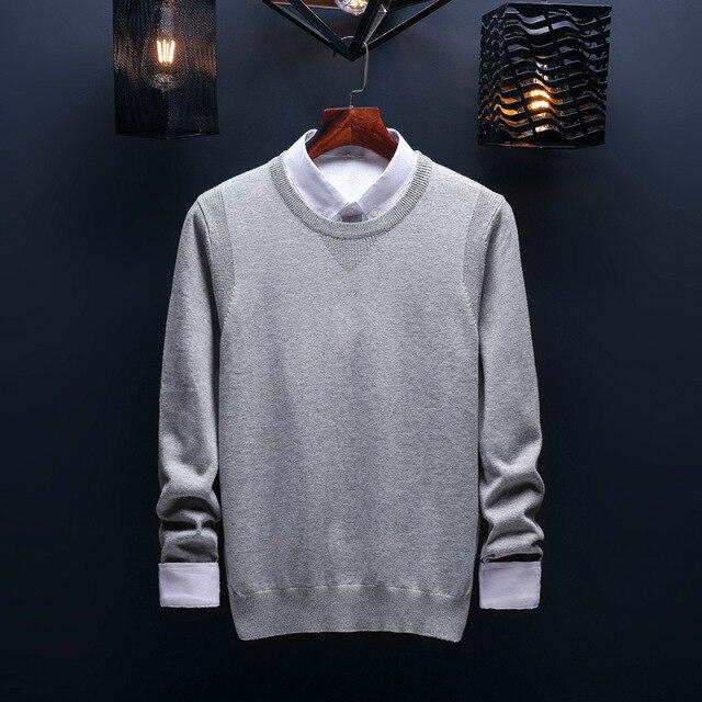 Spring and Autumn Men's Sweater Korean Knitwear Round Neck Sweater Trend Solid Color Jacket Long Sleeve Shirt