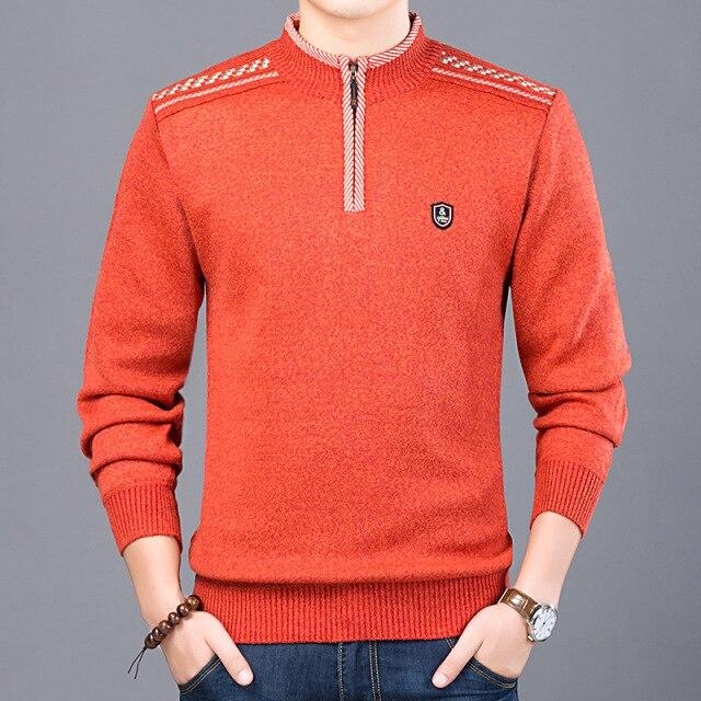 New autumn and winter men's Korean version of the bottoming shirt youth long-sleeved knit shirt collar men's Clothing