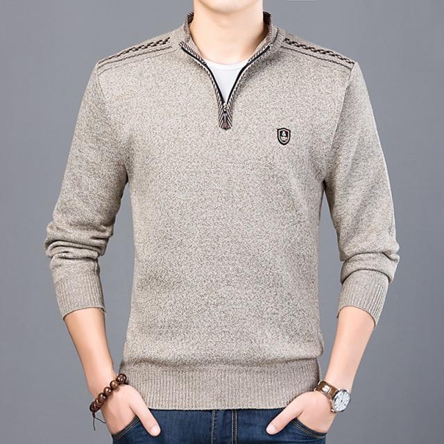 New autumn and winter men's Korean version of the bottoming shirt youth long-sleeved knit shirt collar men's Clothing