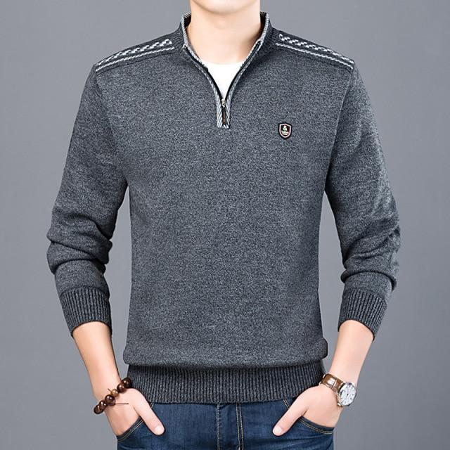 New autumn and winter men's Korean version of the bottoming shirt youth long-sleeved knit shirt collar men's clothing