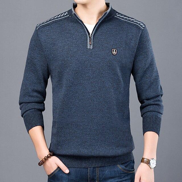 New autumn and winter men's Korean version of the bottoming shirt youth long-sleeved knit shirt collar men's Clothing