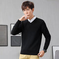 Sweater male V-neck hooded autumn and winter new young students long-sleeved Korean cotton bottoming sweater men
