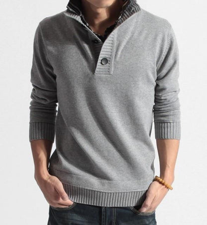 Spring and autumn new Korean men's men's sweater men's fake two men's sweater shirt collar