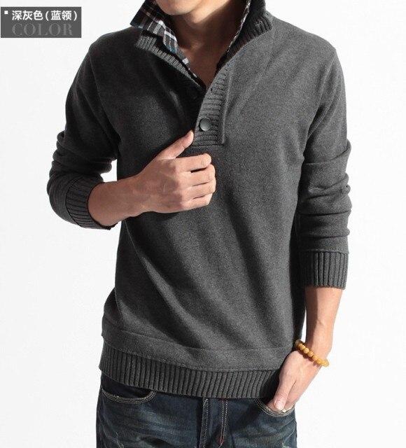 Spring and autumn new Korean men's men's sweater men's fake two men's sweater shirt collar
