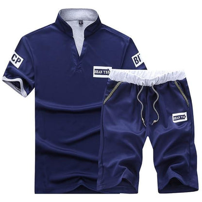 Summer 2021Two Piece Set Men Short Sleeve T Shirt Cropped Top Shorts Men's Tracksuits Design Fashion T-shirt Tracksuit Set New