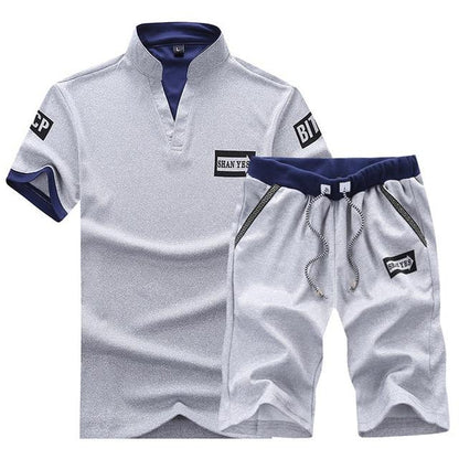 Summer 2021Two Piece Set Men Short Sleeve T Shirt Cropped Top Shorts Men's Tracksuits Design Fashion T-shirt Tracksuit Set New