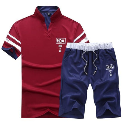 Summer 2021Two Piece Set Men Short Sleeve T Shirt Cropped Top Shorts Men's Tracksuits Design Fashion T-shirt Tracksuit Set New
