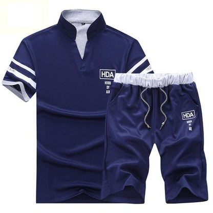 Summer 2021Two Piece Set Men Short Sleeve T Shirt Cropped Top Shorts Men's Tracksuits Design Fashion T-shirt Tracksuit Set New