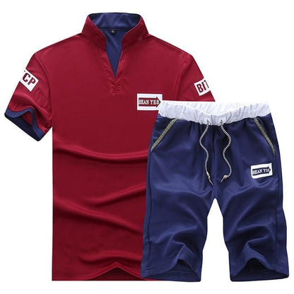 Summer 2021Two Piece Set Men Short Sleeve T Shirt Cropped Top Shorts Men's Tracksuits Design Fashion T-shirt Tracksuit Set New