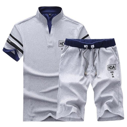 Summer 2021Two Piece Set Men Short Sleeve T Shirt Cropped Top Shorts Men's Tracksuits Design Fashion T-shirt Tracksuit Set New