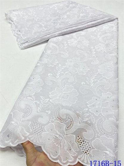 Nigerian African Lace Fabrics High Quality For Men Cotton Dry Lace Fabric With Stones Swiss Voile Lace In Switzerland XY1716B-2