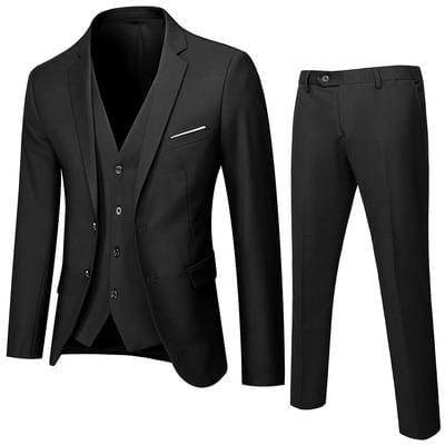 Business Suit Jacket Coat Blazers Trousers Waistcoat Men's Wedding Three Pieces Pants Vest Large Size Professional Suits