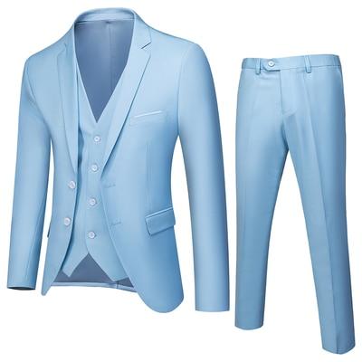 Business Suit Jacket Coat Blazers Trousers Waistcoat Men's Wedding Three Pieces Pants Vest Large Size Professional Suits