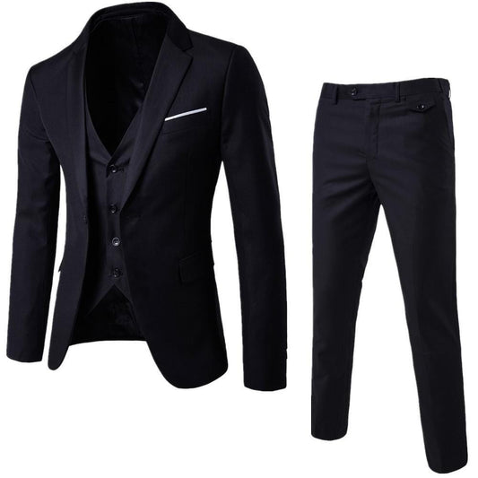 Men's 3 Pieces Black Elegant Suits With Pants Brand Slim Fit Single Button Party Formal Business Dress Suit Male Terno