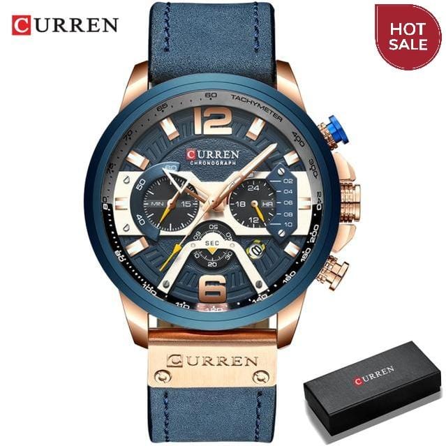 Wristwatch Mens CURREN Top Brand Luxury Sports Watch Men Fashion Leather Chronograph Watches with Date for Men Male Clock