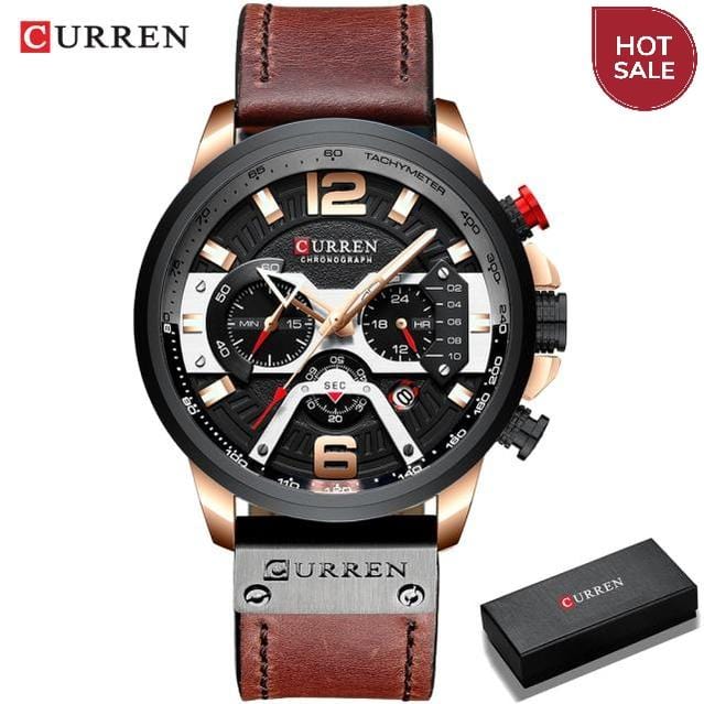 Wristwatch Mens CURREN Top Brand Luxury Sports Watch Men Fashion Leather Chronograph Watches with Date for Men Male Clock