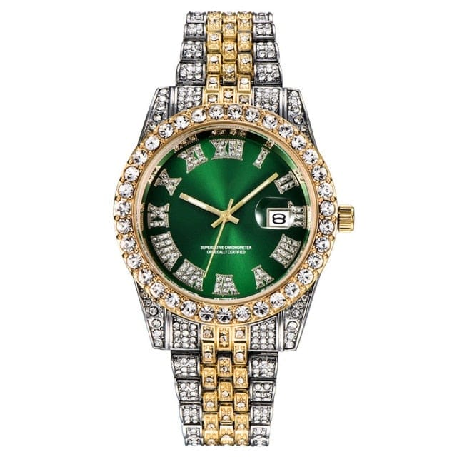 Hip Hop Full Iced Out Mens Watches Luxury Date Quartz Wrist Watches With Micropaved Cubic Zircon Watch For Women Men Jewelry