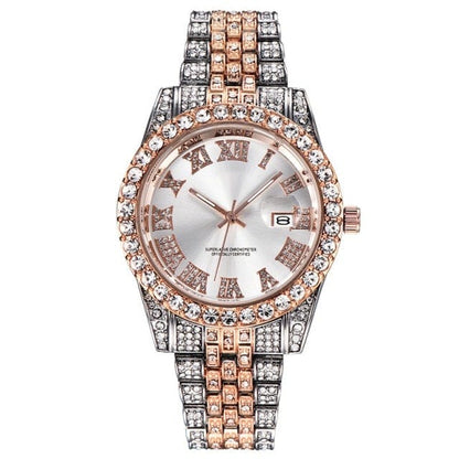 Hip Hop Full Iced Out Mens Watches Luxury Date Quartz Wrist Watches With Micropaved Cubic Zircon Watch For Women Men Jewelry