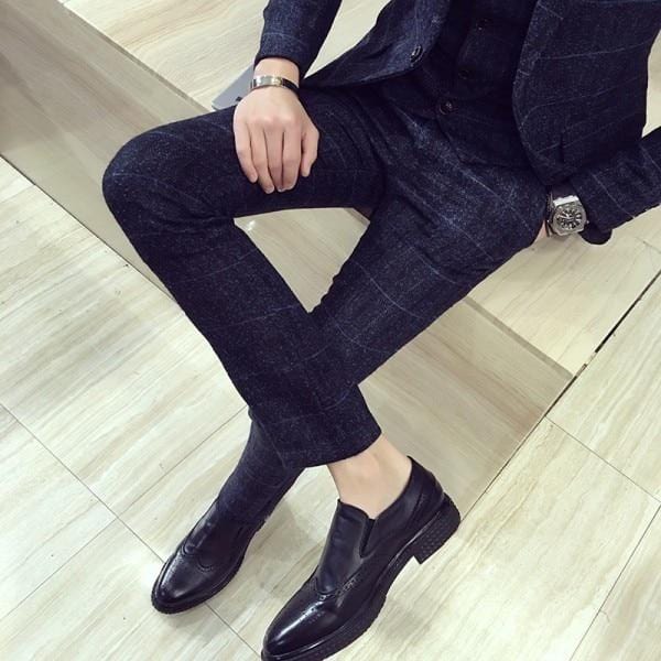 Autumn Winter Mens Plaid Pants British Slim Fit Dress Pants Men Plus Size Pantalon Carreaux Homme Casual Formal Pants For Men