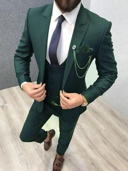 2020 Three Piece Royal Blue Men Suits Peaked Lapel Custom Made Wedding Tuxedos Slim Fit Male Suits (Jacket + Pants + Vest+Tie)