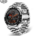 LIGE 2021 Full circle touch screen steel Band luxury Bluetooth call Men smart watch Waterproof Sport Activity fitness watch+box