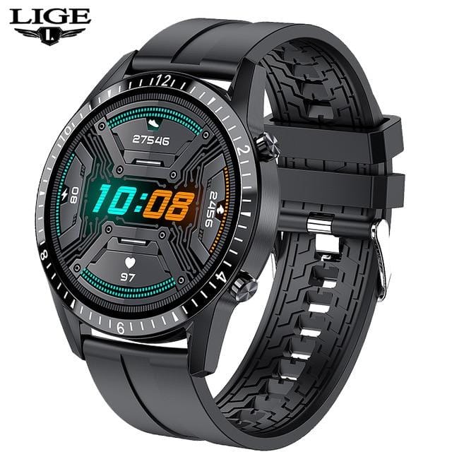 LIGE 2021 Full circle touch screen steel Band luxury Bluetooth call Men smart watch Waterproof Sport Activity fitness watch+box