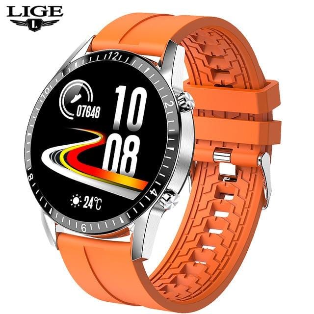 LIGE 2021 Full circle touch screen steel Band luxury Bluetooth call Men smart watch Waterproof Sport Activity fitness watch+box