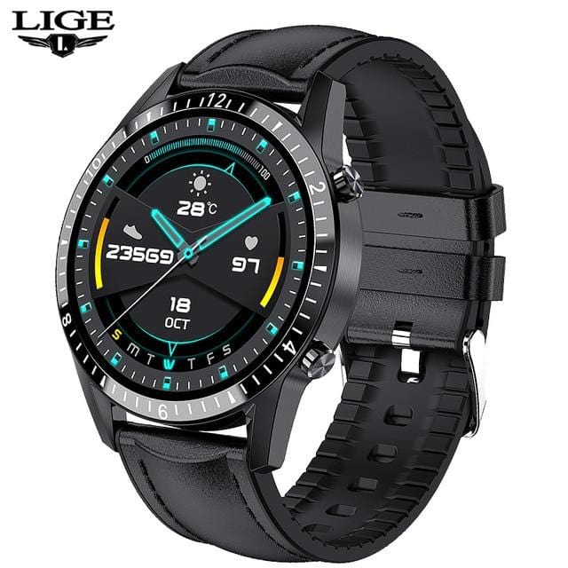 LIGE 2021 Full circle touch screen steel Band luxury Bluetooth call Men smart watch Waterproof Sport Activity fitness watch+box