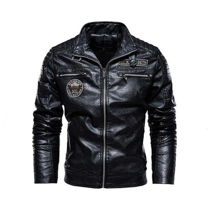 Leather Jacket Men Winter fleece Motorcycle PU Leahter jacket Male Stand Collar Casual Windbreaker ropa de hombre Slim Coat