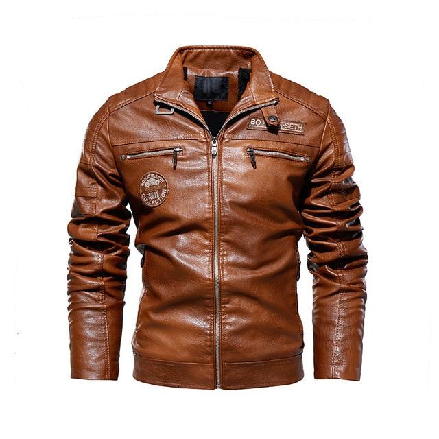 Leather Jacket Men Winter fleece Motorcycle PU Leahter jacket Male Stand Collar Casual Windbreaker ropa de hombre Slim Coat