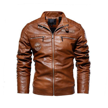 Leather Jacket Men Winter fleece Motorcycle PU Leahter jacket Male Stand Collar Casual Windbreaker ropa de hombre Slim Coat