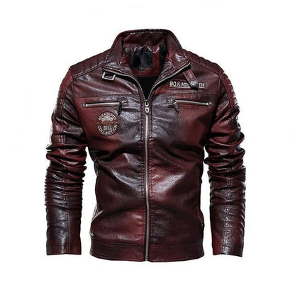Leather Jacket Men Winter fleece Motorcycle PU Leahter jacket Male Stand Collar Casual Windbreaker ropa de hombre Slim Coat