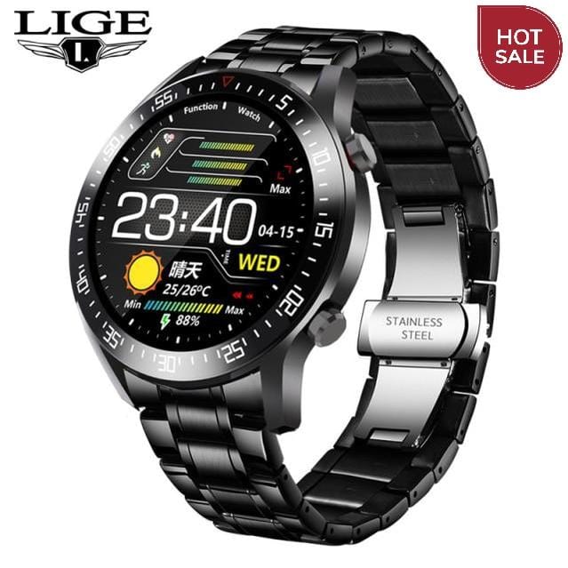LIGE New 2021 Smart Watch Men Heart Rate Blood Pressure Information Reminder Sport Waterproof Smart Watch for Android IOS Phone