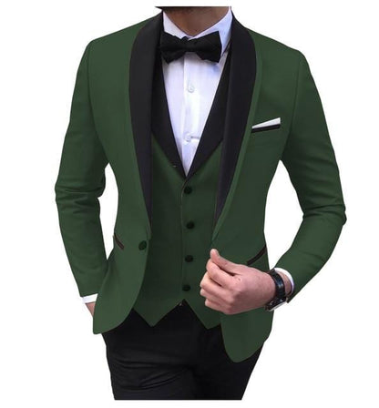 Blue Slit Mens Suits 3 Piece Black Shawl Lapel Casual Tuxedos for Wedding Groomsmen Suits Men 2020 (Blazer+Vest+Pant)