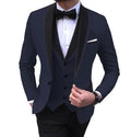 Blue Slit Mens Suits 3 Piece Black Shawl Lapel Casual Tuxedos for Wedding Groomsmen Suits Men 2020 (Blazer+Vest+Pant)