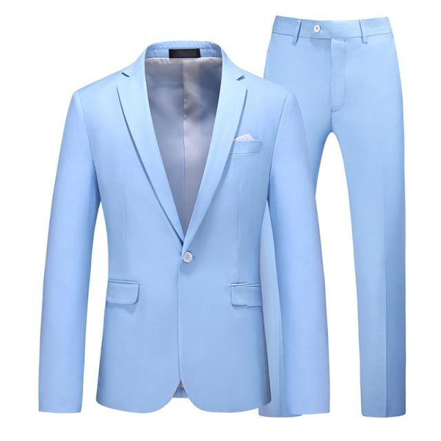 Men's Suit Jacket with Pant Candy Colors Slim Fit Formal Business Work Wedding Stage Tuxedo Groomsman White Pink Red Suits Sets